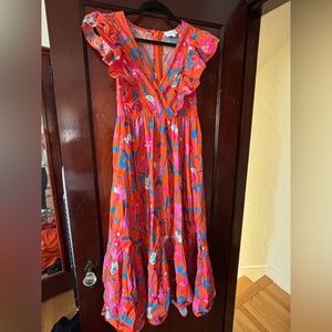 Vibrant Sugar Lips Floral Midi Dress